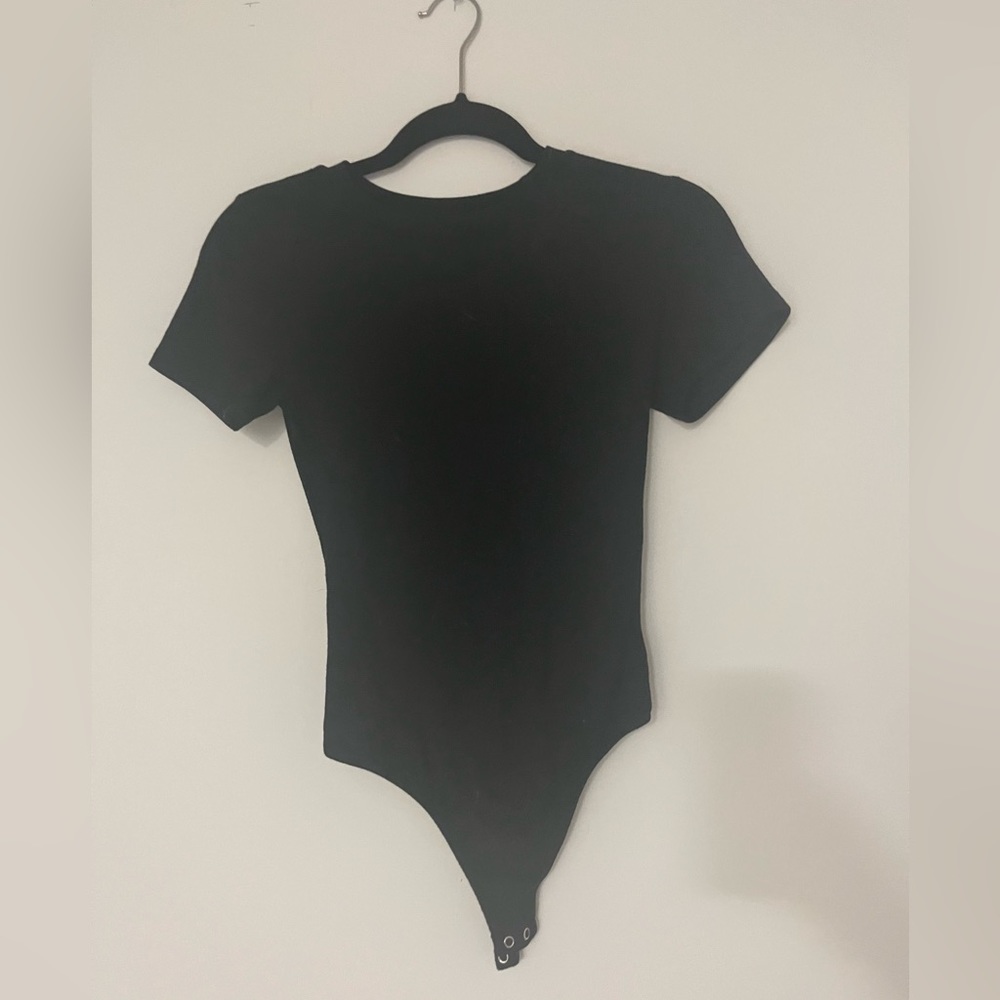 ✨LAST CHANCE✨ American Eagle Black Ribbed Short Sleeve Body Suit Crew Neck